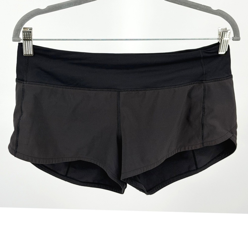 Lululemon Speed Up Shorts Women 6 Black Low Rise 2.5" Running Zip Pocket